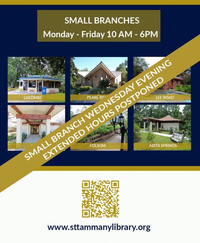 St. Tammany Parish Libraries Postpone Small Branch Evening Hours St